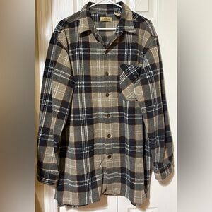 L.L. Bean Men's Fleece-Lined Flannel Jacket Plaid Button Down Medium